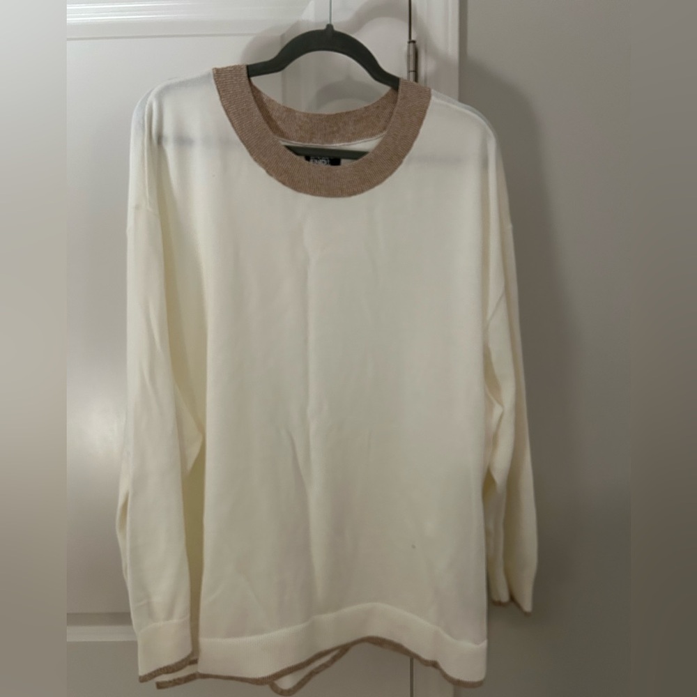 Lands' End Beige and Cream Knit Sweater